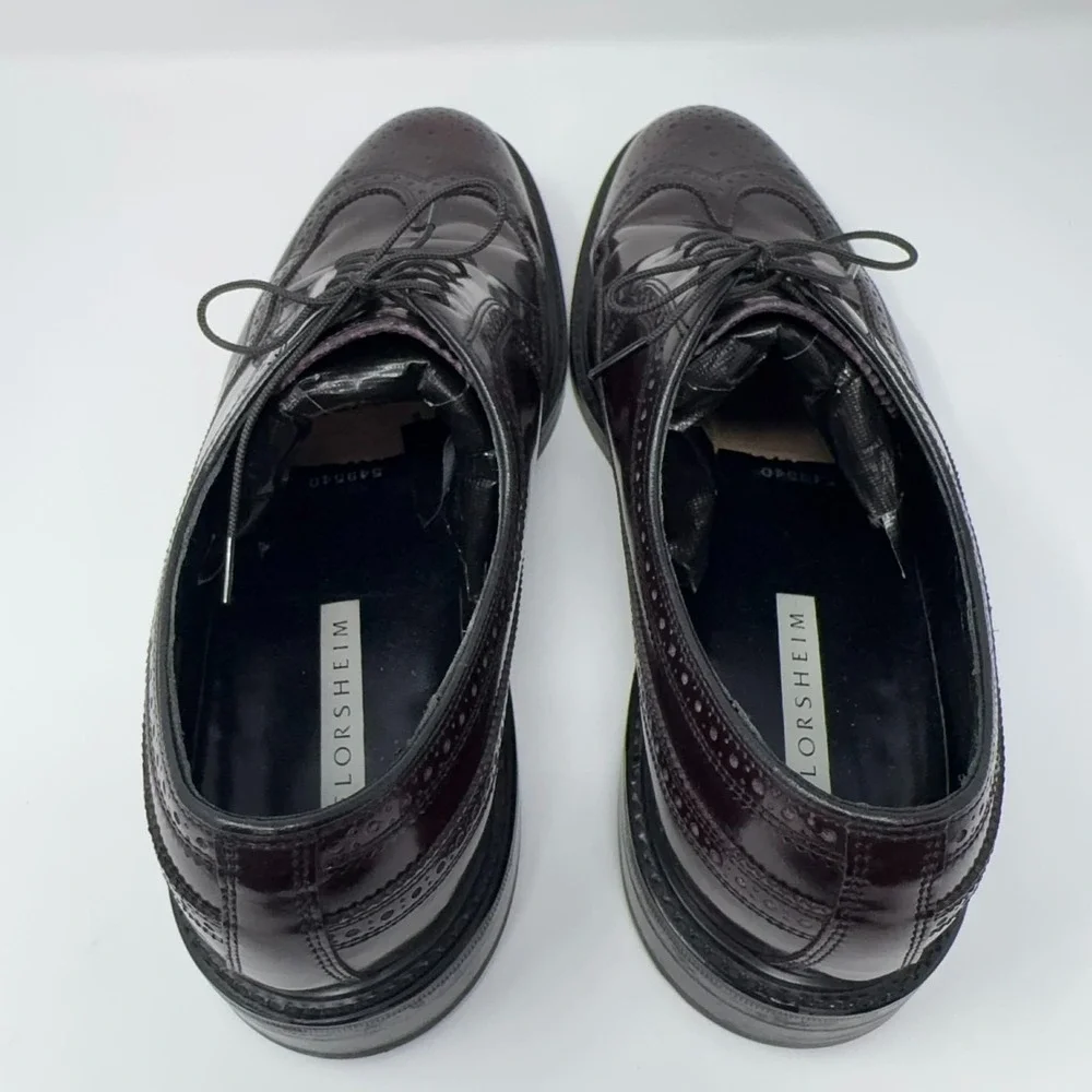 VTG Florsheim Longwing Brogue Oxblood Dress Shoes Mens 11D 549540 Patent Leather